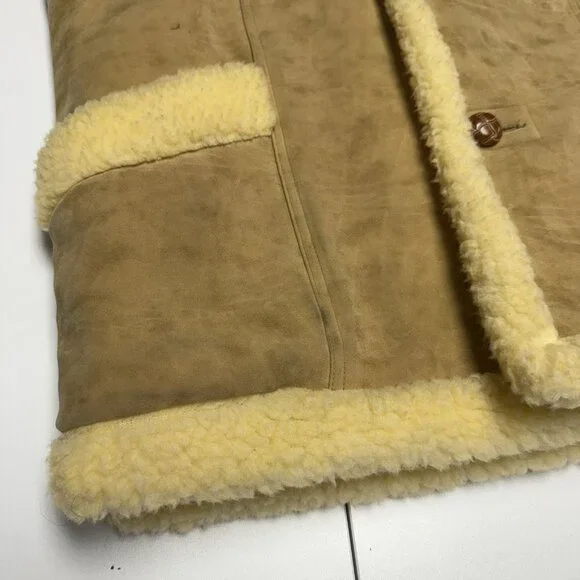Town n Ranch Coat Sherpa Jacket Marlboro Man Vinyl Suede Vtg 60s 70s Medium USA Men
